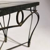 Table basse fer forgé et céramique - 1960