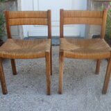 Pair of chairs wood and straw