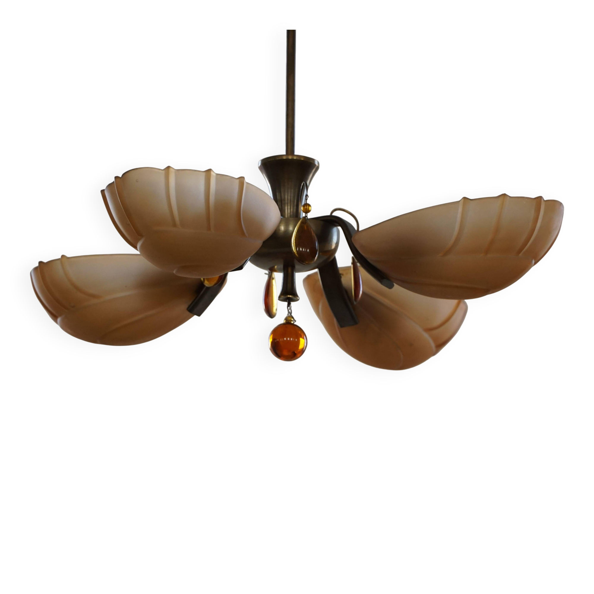 Lustre Art déco par Paavo Tynell pour Taito Oy, Finlande, années 1930