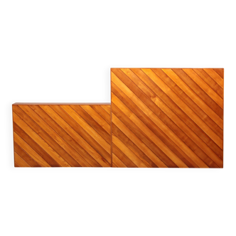 Vintage 1960s beechwood room divider with elegant slatted design