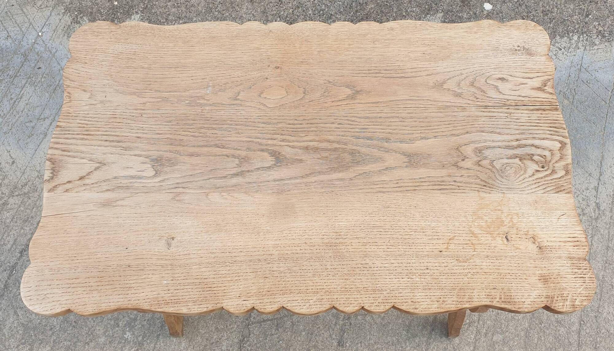 Lyre leg table in natural wood, one drawer, vintage