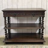 Henry II late 19th century oak serving trolley - top opens into a dresser