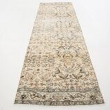 Tapis de course turc beige et marron 3x10, 84x263Cm