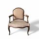 Fauteuil cabriolet bois et tissu style fin XXème