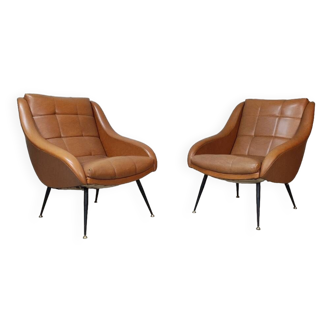 Pair of vintage leatherette armchairs