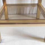 Side table in gilded metal and smoked glass - mid. 20th century