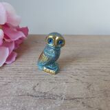 Miniature Chouette Grecque en Laiton Bleue et Dorée, Miniature Chouette de la Sagesse