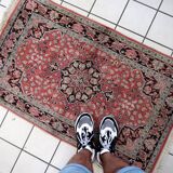 Tapis Tabriz Vintage Fait Main en Laine du Cachemire – 78 x 129 cm