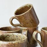 Artisanal pyrite-colored stoneware mugs
