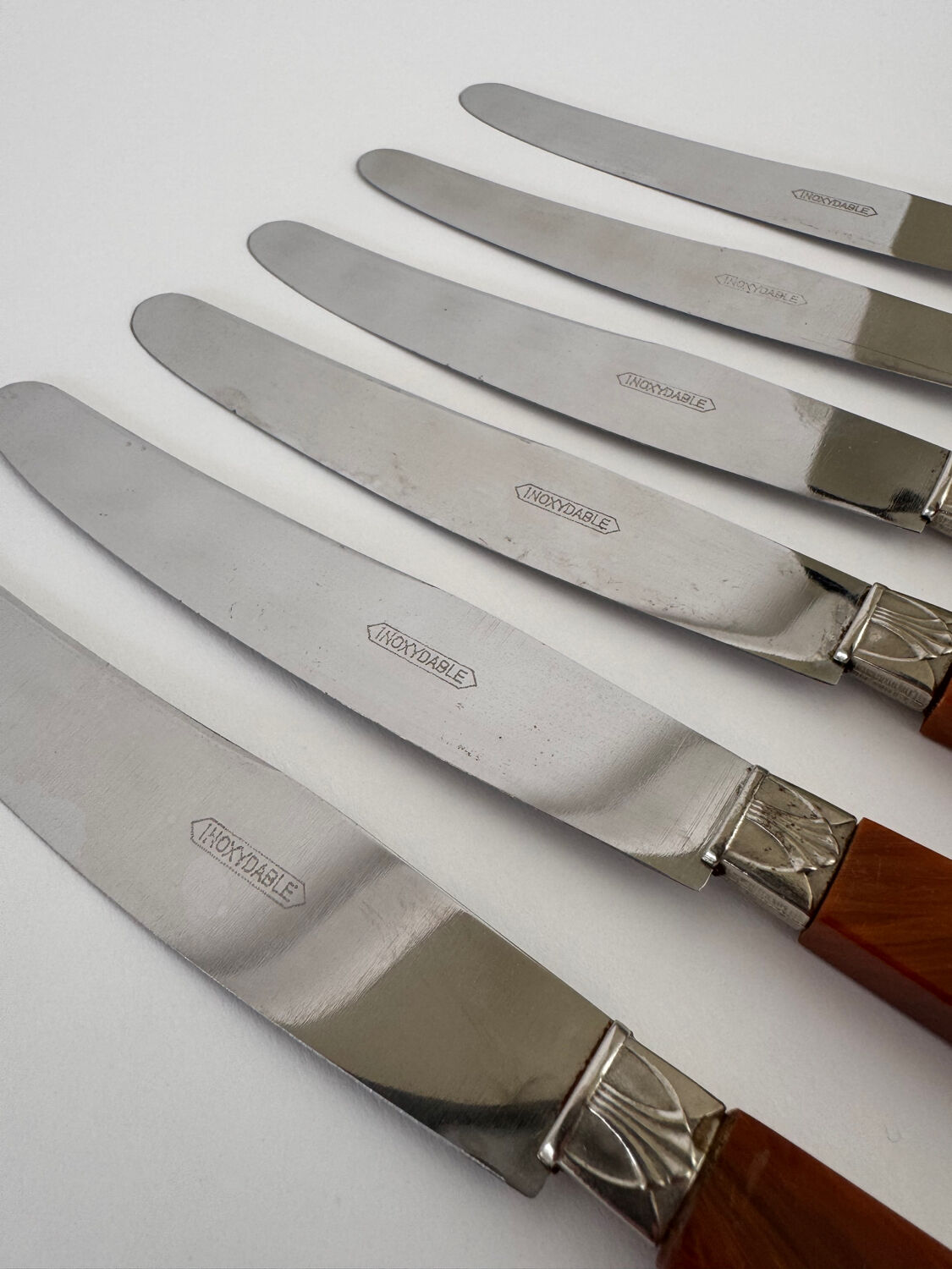 Set of 6 Vintage French Art Deco Design Inox Dinner Knives