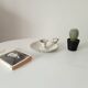 Antique hand candle holder "cellar rat" in enamelled metal