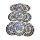 9 blue Luneville KG dessert plates
