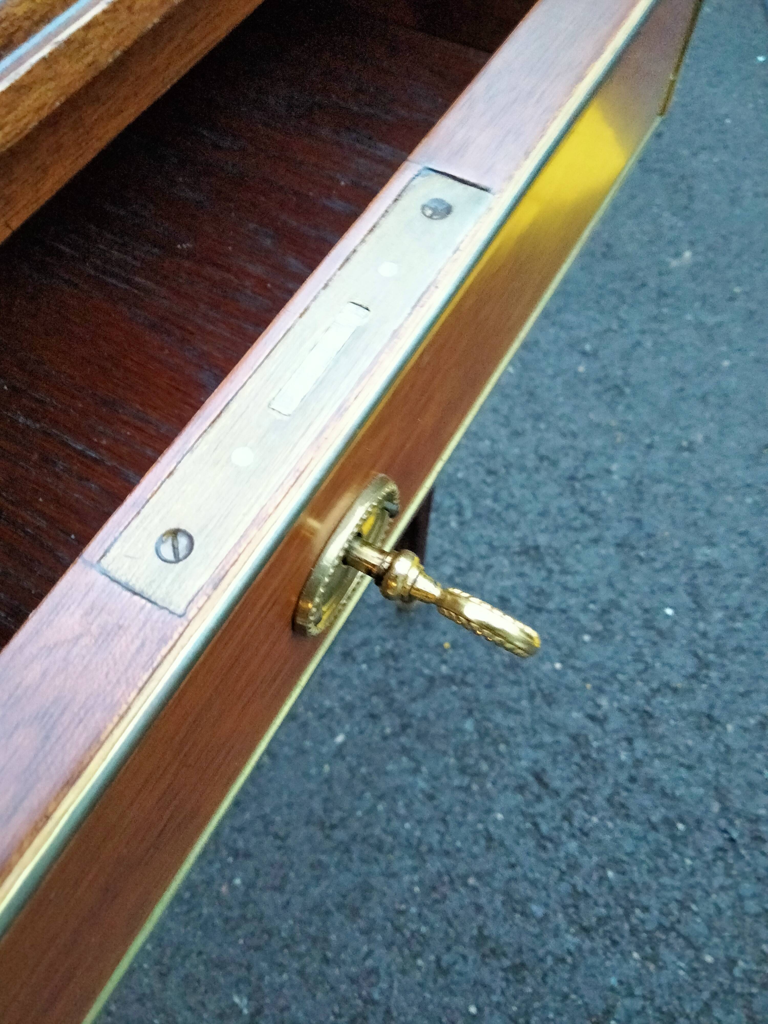 Old style flat desk louis xvi leather tray with 2 pulls