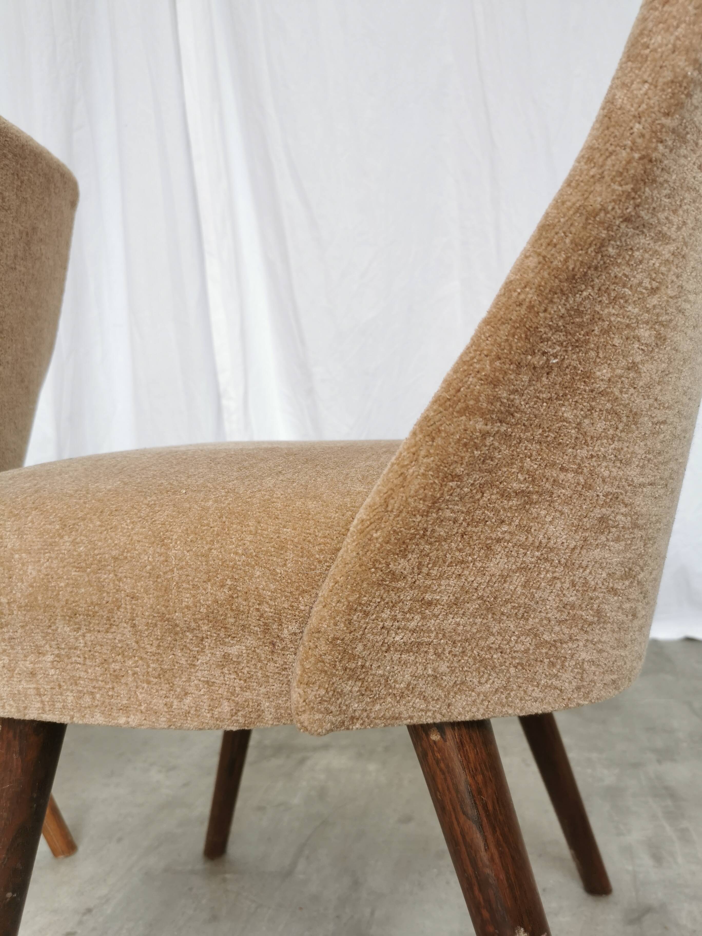 Set of 2 Vintage Mid-Century Lounge Chair: 1970s Yugoslavia, Pink Fabric