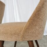 Set of 2 Vintage Mid-Century Lounge Chair: 1970s Yugoslavia, Pink Fabric