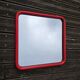 Vintage square mirror in red lacquered metal 60x60.