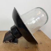 Vintage Industrial Black Enamel and Cast Iron Wall Lamp, 1960s