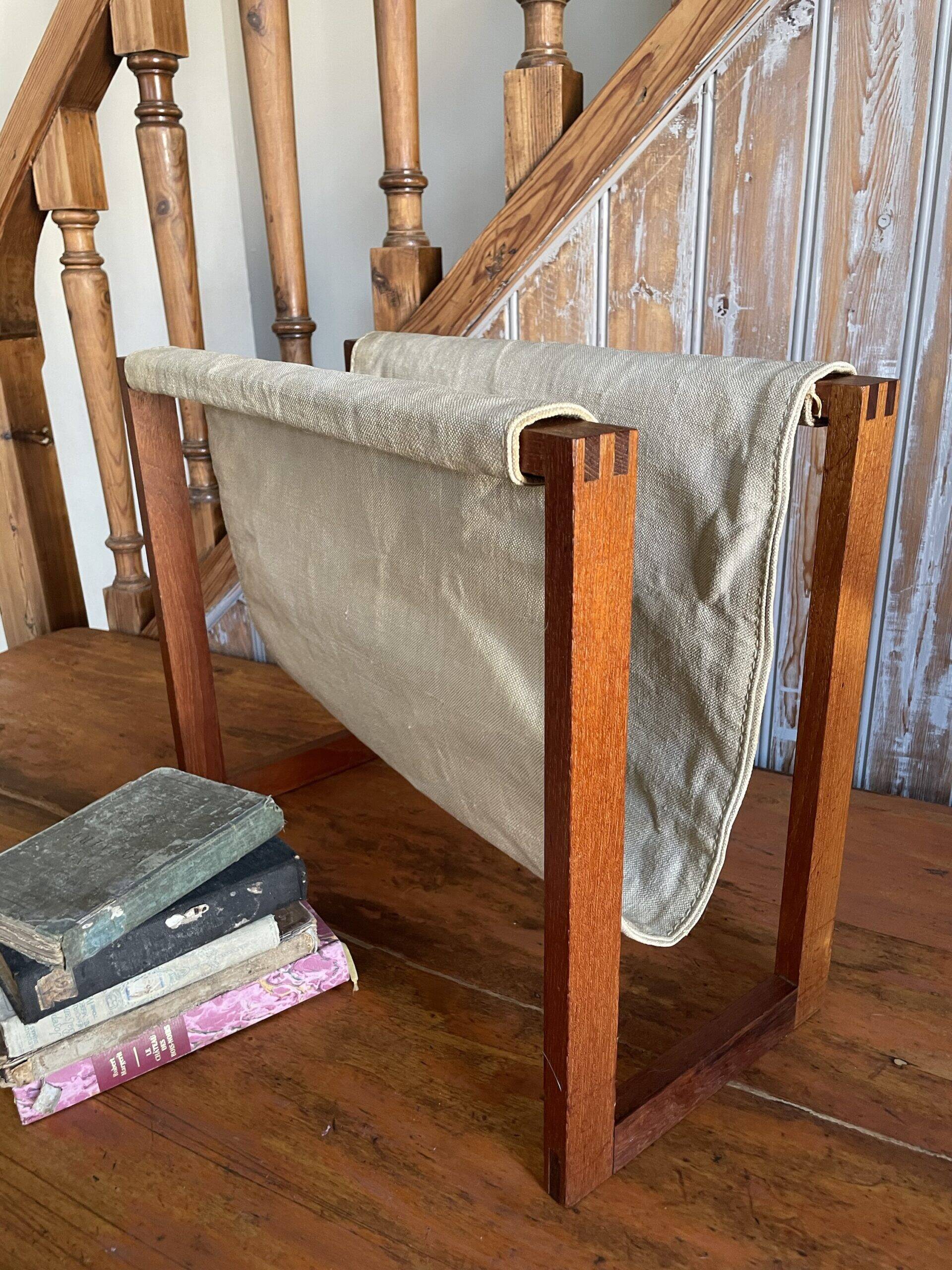 Scandinavian magazine rack in solid teak – Denmark, 1960s