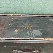 Old wooden travel trunk