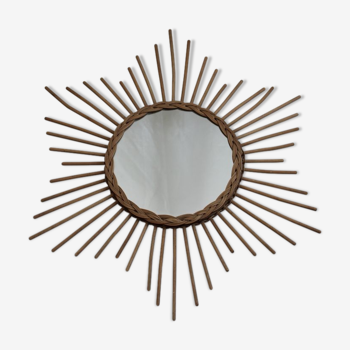 Miroir soleil en rotin 62cm