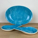 Flat and two Mistral cups by Salins France, blue, 60s