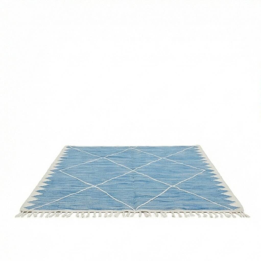 Blue Zanafi rug with white diamonds 200x300 cm