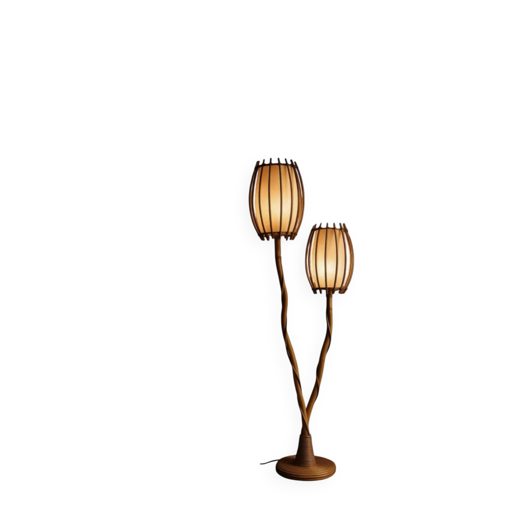 Lampadaire en rotin