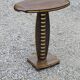Art deco style pedestal table in beech and gold metal