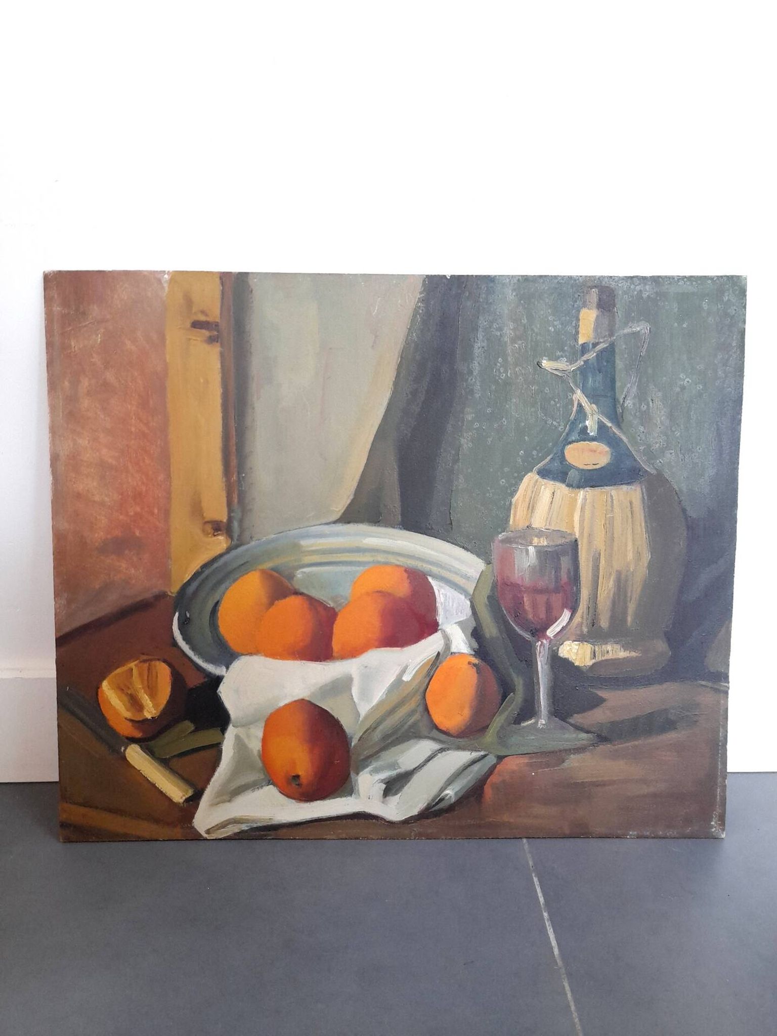 Beautiful still life painting with fruits.