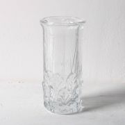 Small Vase / Vintage Clear Leaf Pattern Textured Glass Flower Vase Fidenza