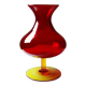 Vintage blown glass vase with "controlled" bubbles in red and yellow, 1960s-1970s.