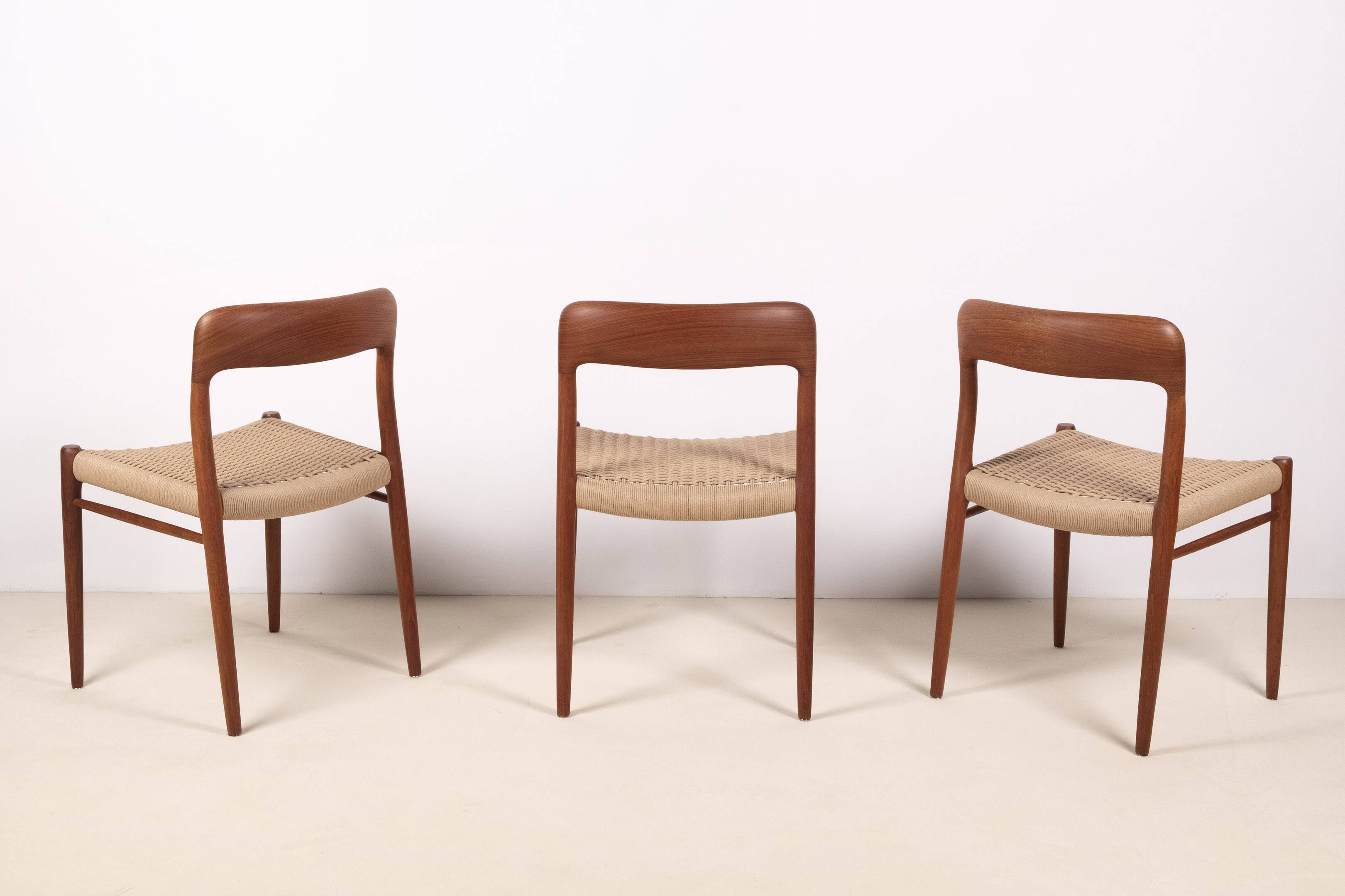 3x Niels Møller Chair Model 75 in Teak, 1960s Denmark