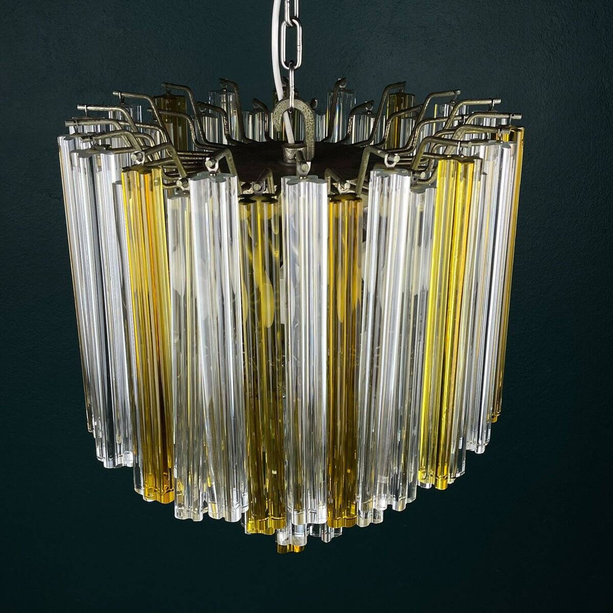 Crystal prism chandelier in Murano glass by Venini, 1970s.