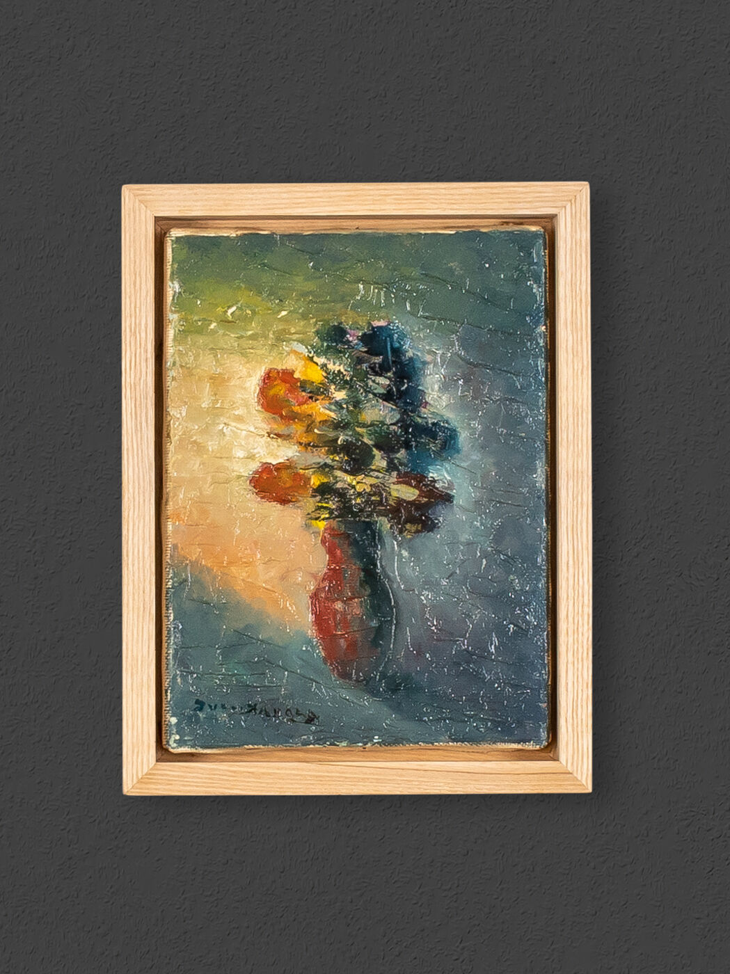 Expressionistic still life with flowers, oil on canvas, 20 x 26cm
