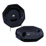 6 "Octime" black Arcoroc soup plates