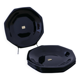 6 Assiettes creuses "Octime" noir  Arcoroc