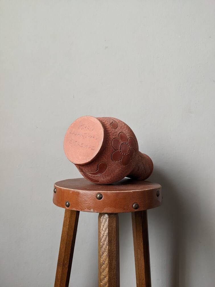 Vintage Portuguese ceramic terracotta clay terracotta pottery vase