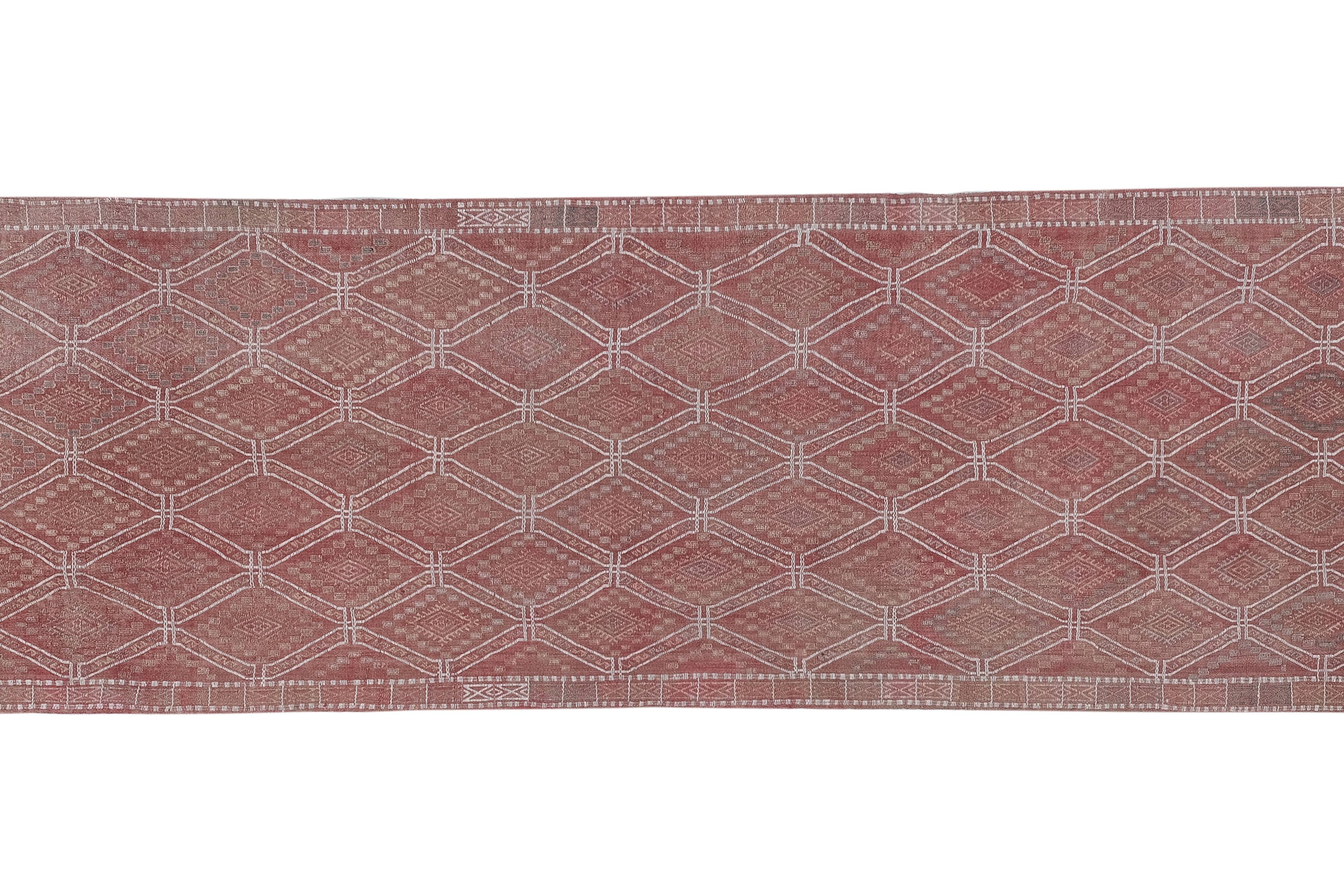 Vintage Turkish rug from Oushak, hand-woven 85x293 cm
