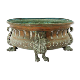 Repelled copper planter with acanthus and cast bronze legs, 1900s