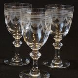 8 verres à Porto / vin en cristal gravé fin XIXème