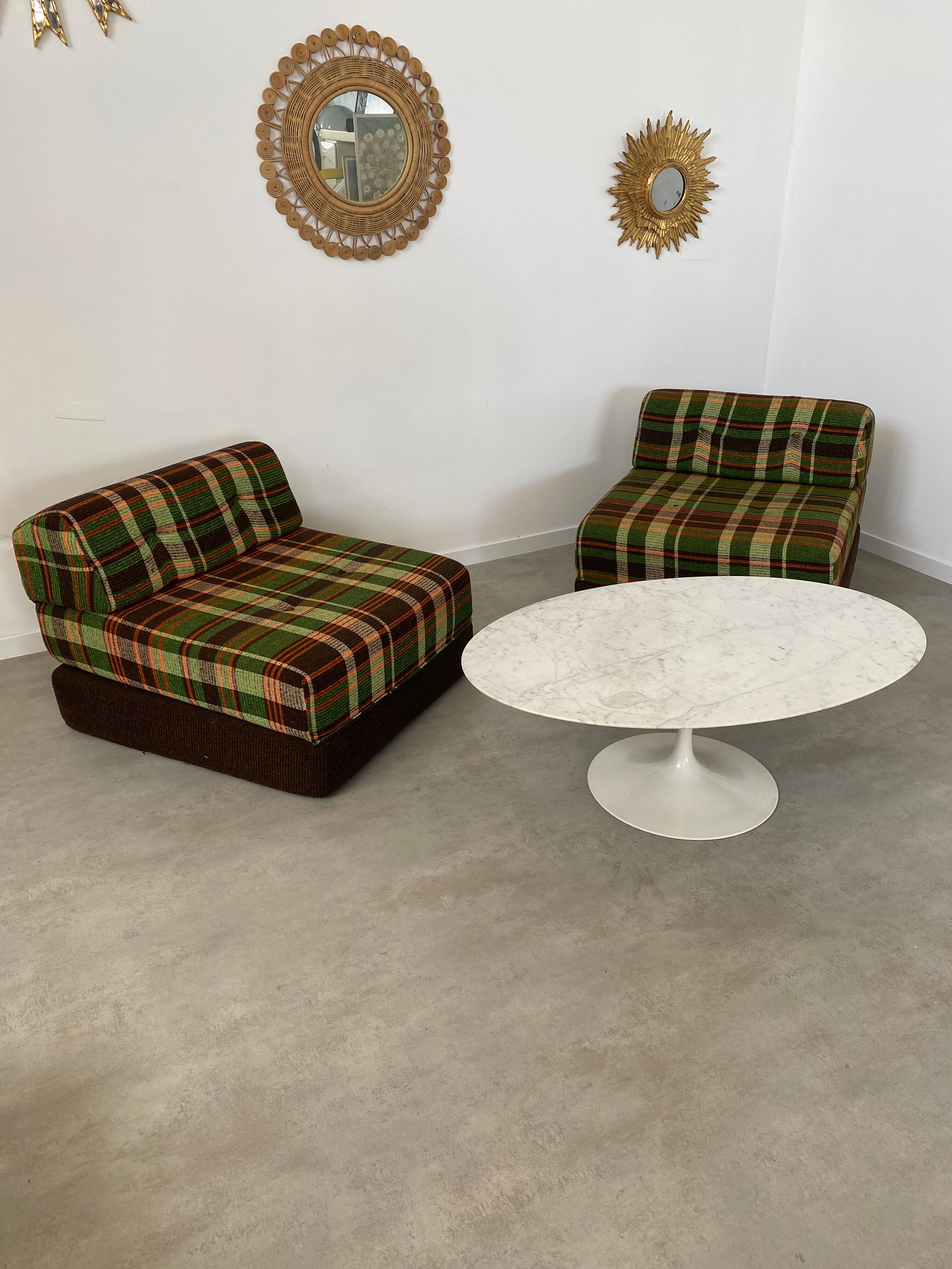 Armchairs / heater seventies checkered / British vintage pop