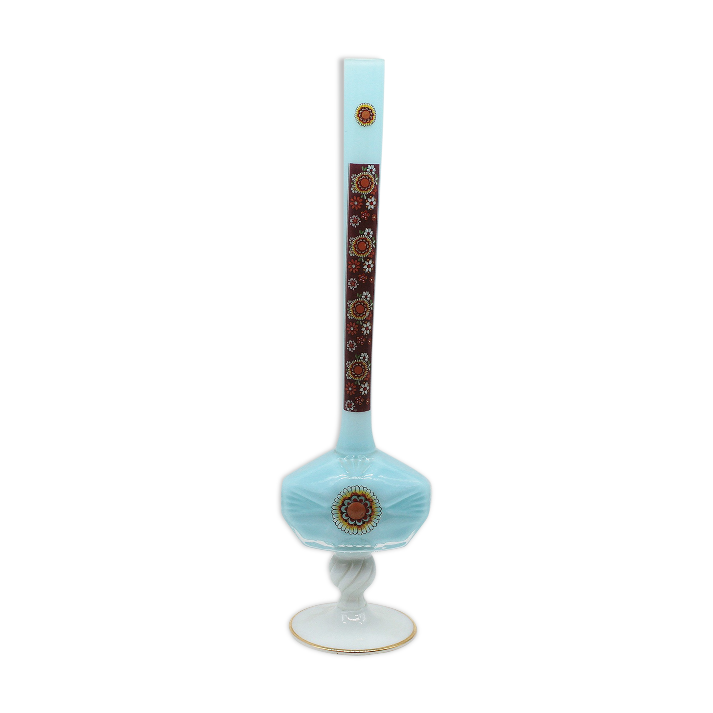 Blue and white opaline vase