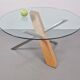 Table basse croisée postmoderne en bois, acier inoxydable et verre, Italie, années 1990.