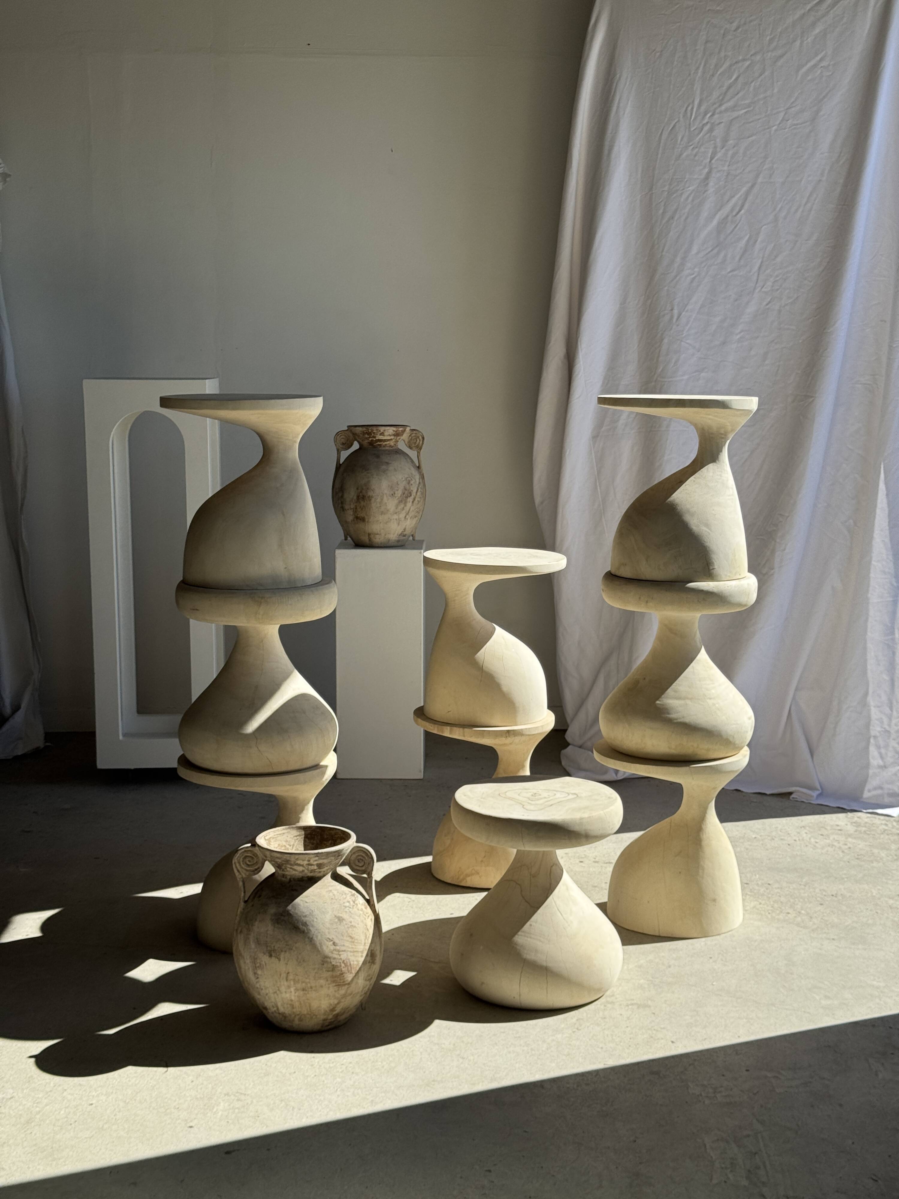 Pawn Bleach - Stool, side table, end table in solid mango wood