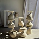 Pawn Bleach - Stool, side table, end table in solid mango wood