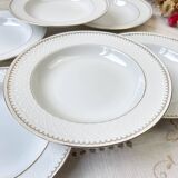 6 deep plates in white and gold porcelain, Bavaria model "Annabell"