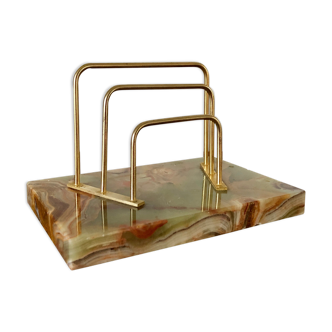 Letter holder onyx and brass