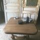 Oak coffee table on wheels