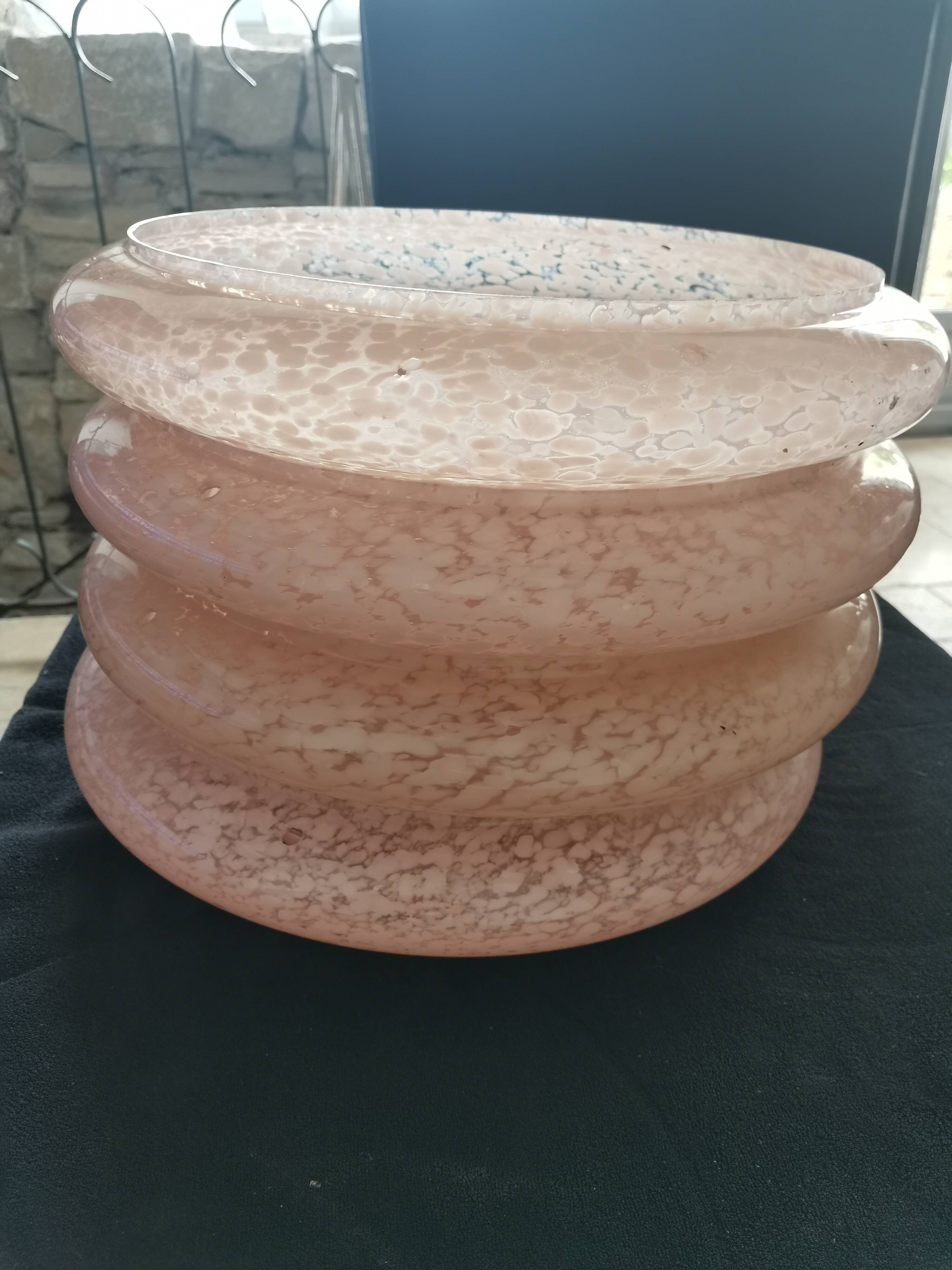 Lot of pink clichy glass paste globes for art deco chandeliers