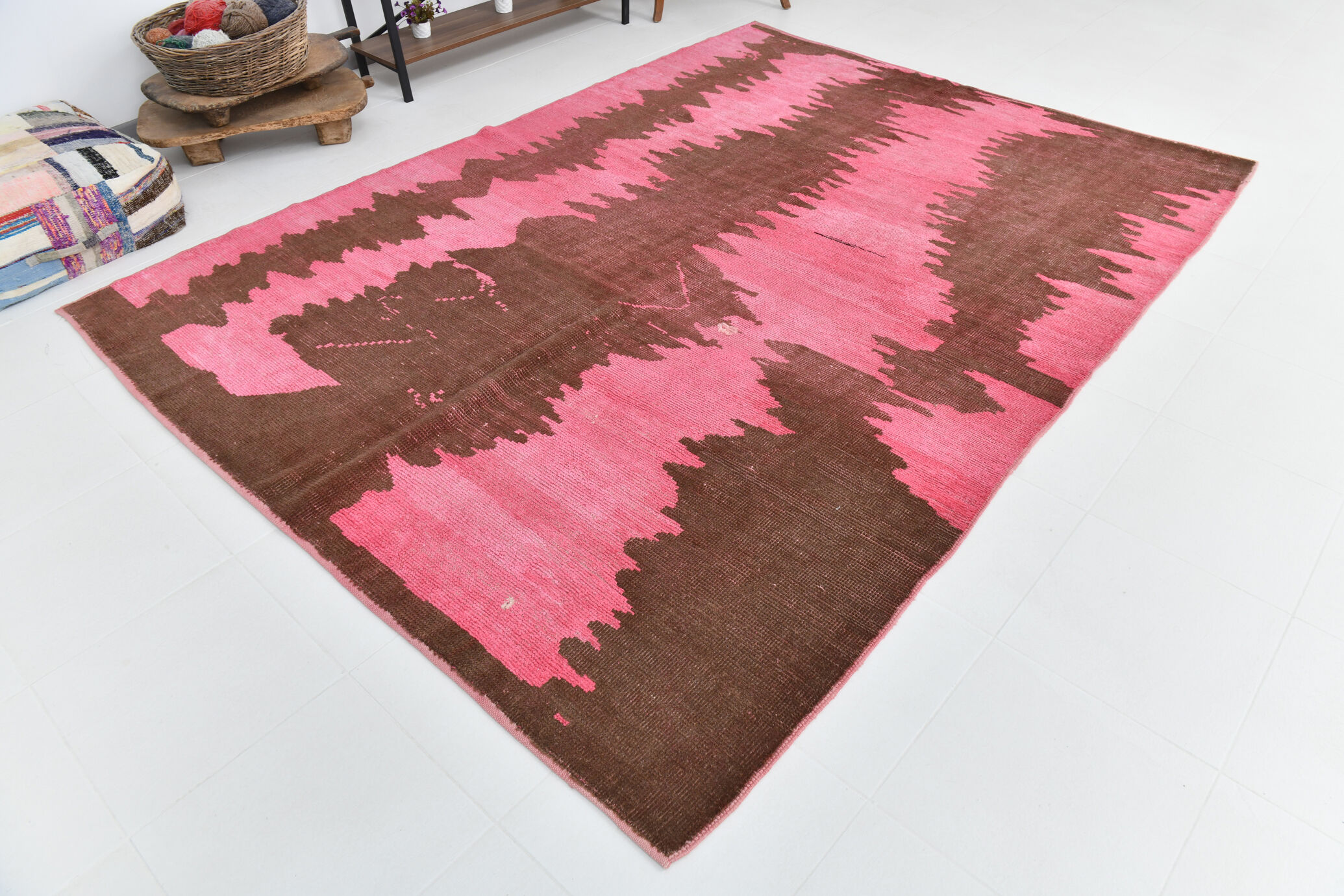 7x10 oversize pink hemp rug, 218x295cm